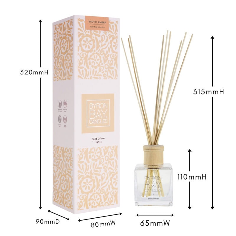 Exotic Amber reed diffuser with measurements Exotic Amber reed diffuser with measurements