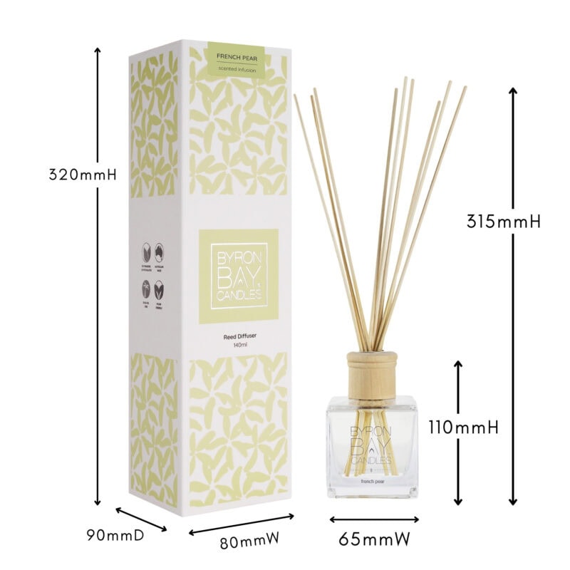 French Pear reed diffuser with measurements French Pear reed diffuser with measurements
