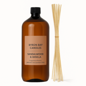 Sandalwood & Vanilla 1 litre Reed Diffuser Refill Bottle and Reed Sticks Fragrance Reed Diffuser Refills 1 Litre Bottle With 8 Sets Of Reed Sticks