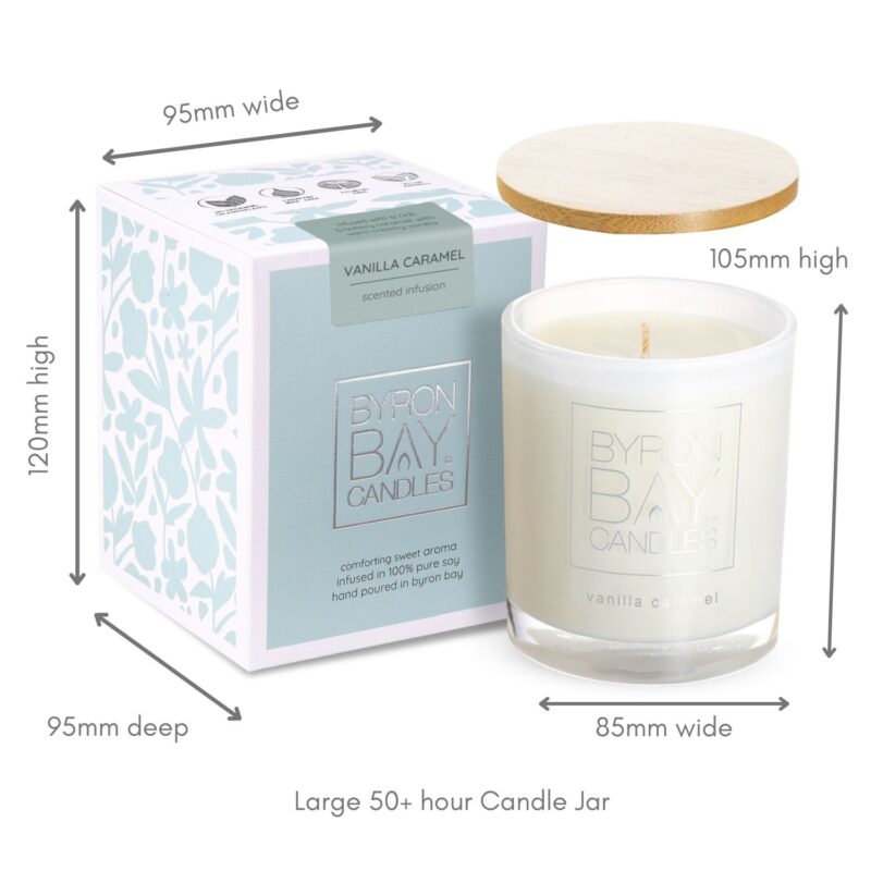 Vanilla Caramel 50 hour candle measurements Vanilla Caramel - Large 50 Hour Pure Soy Candle