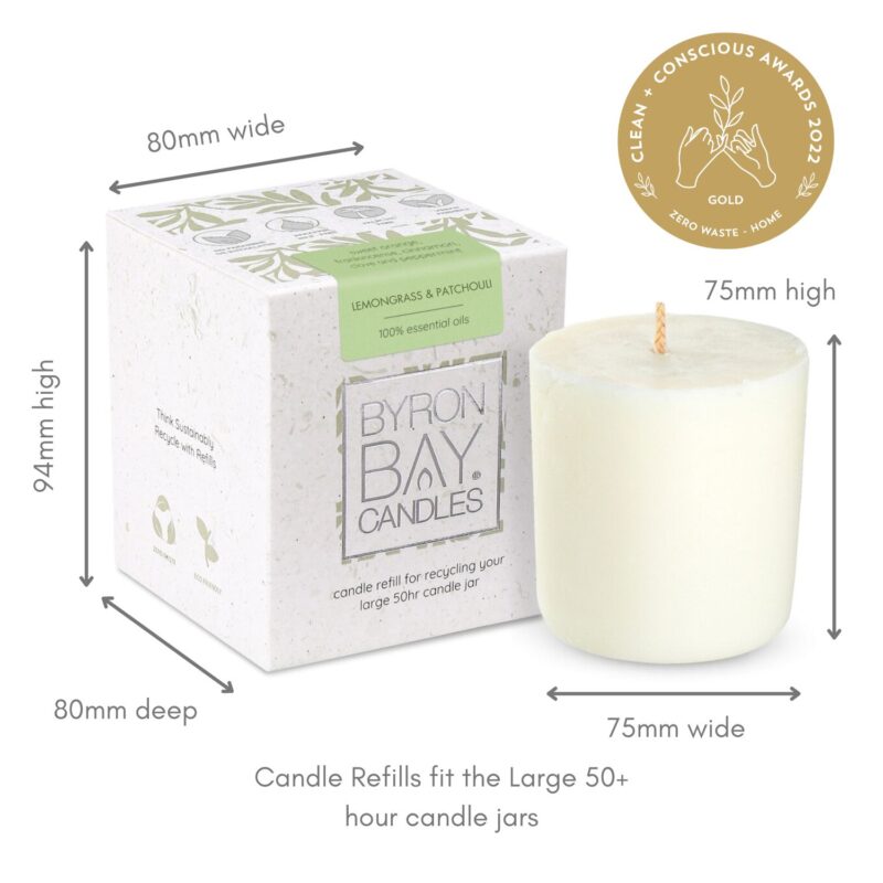 lemongrass & patchouli refill candle measurements